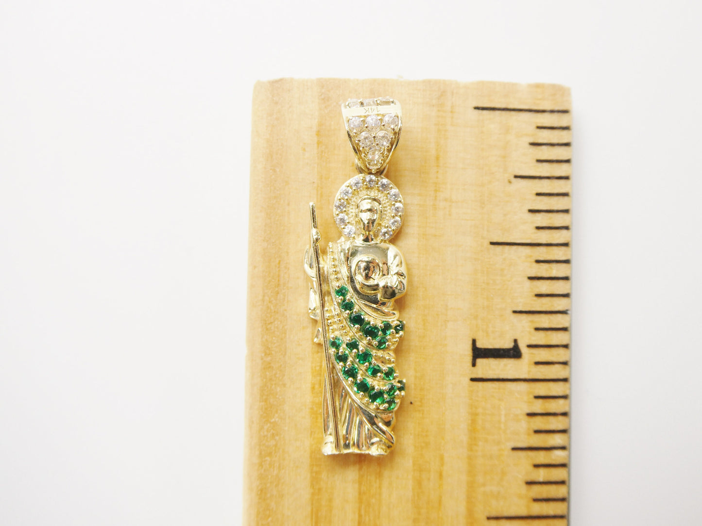 14k real solid yellow gold saint jude charm pendent