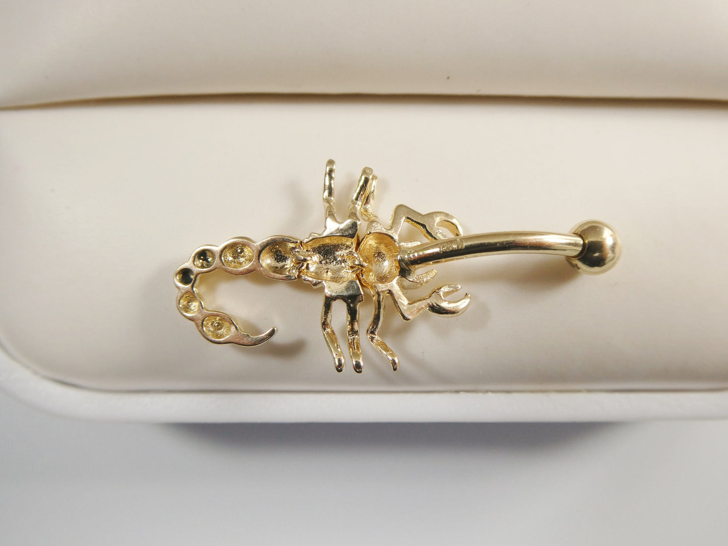 14k real solid yellow gold scorpion dangling belly button ring piercing