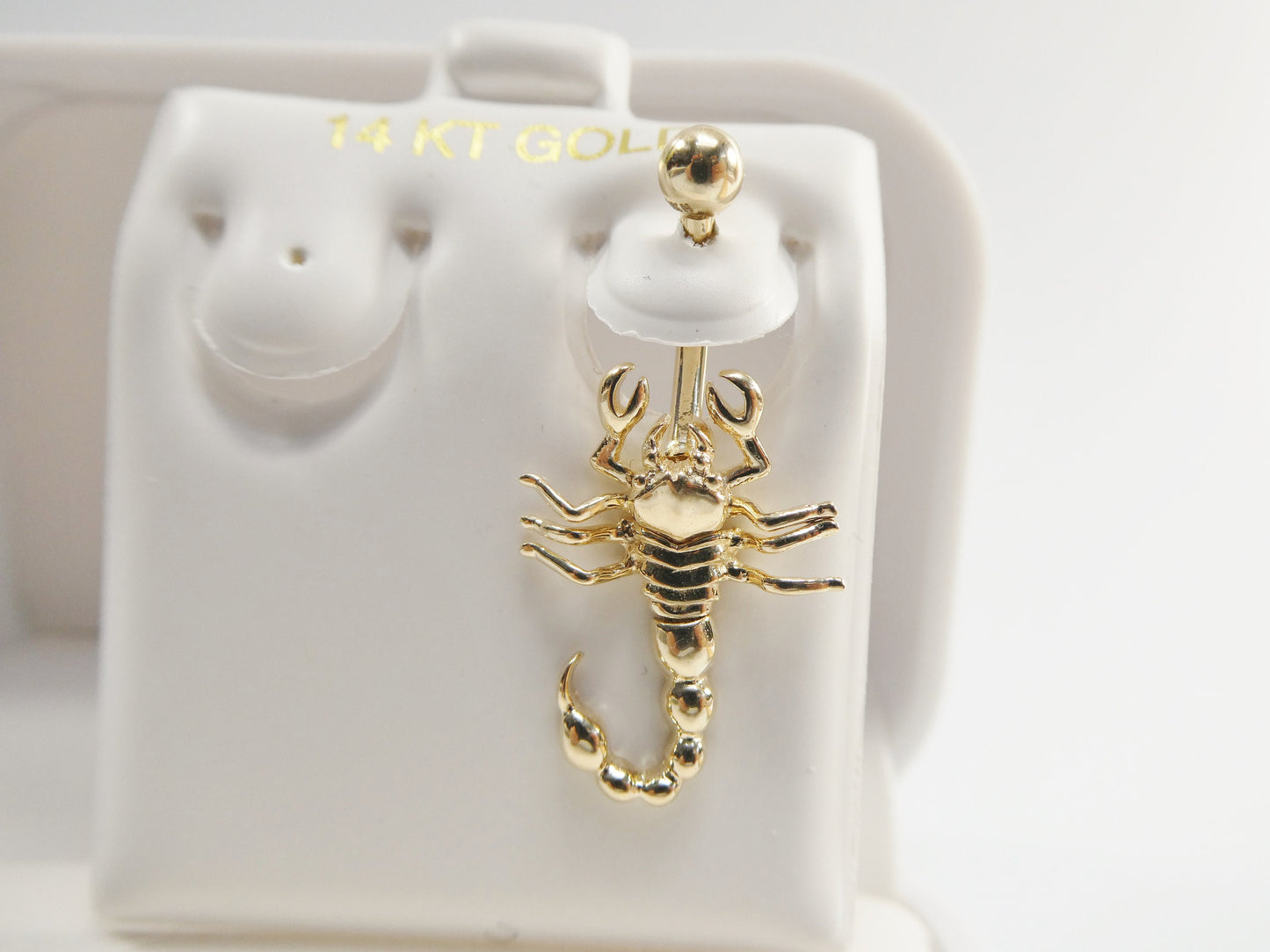 14k real solid yellow gold scorpion dangling belly button ring piercing