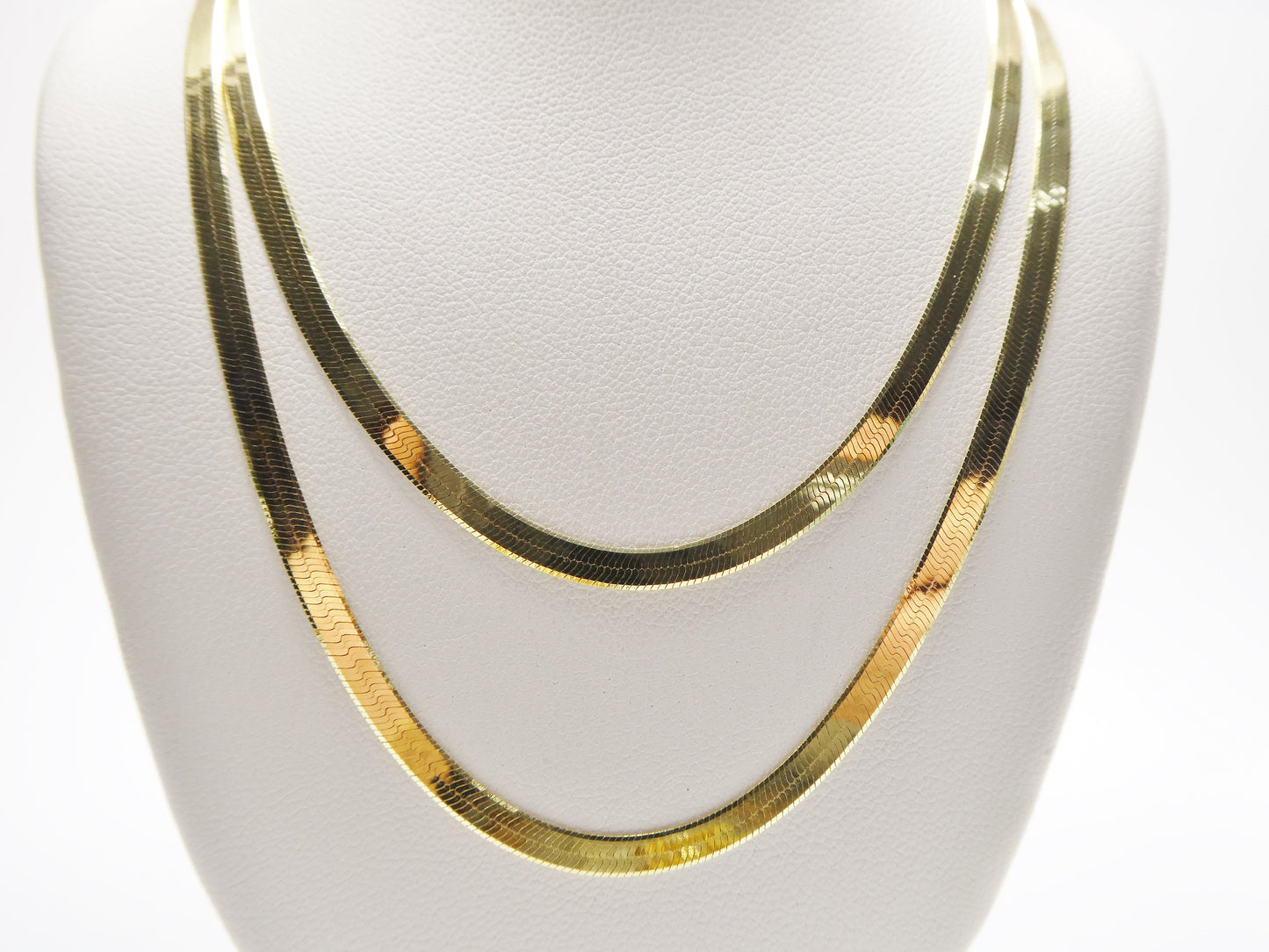 real 3.5mm 925 sterling silver herringbone necklace / choker 14k yellow gold finish