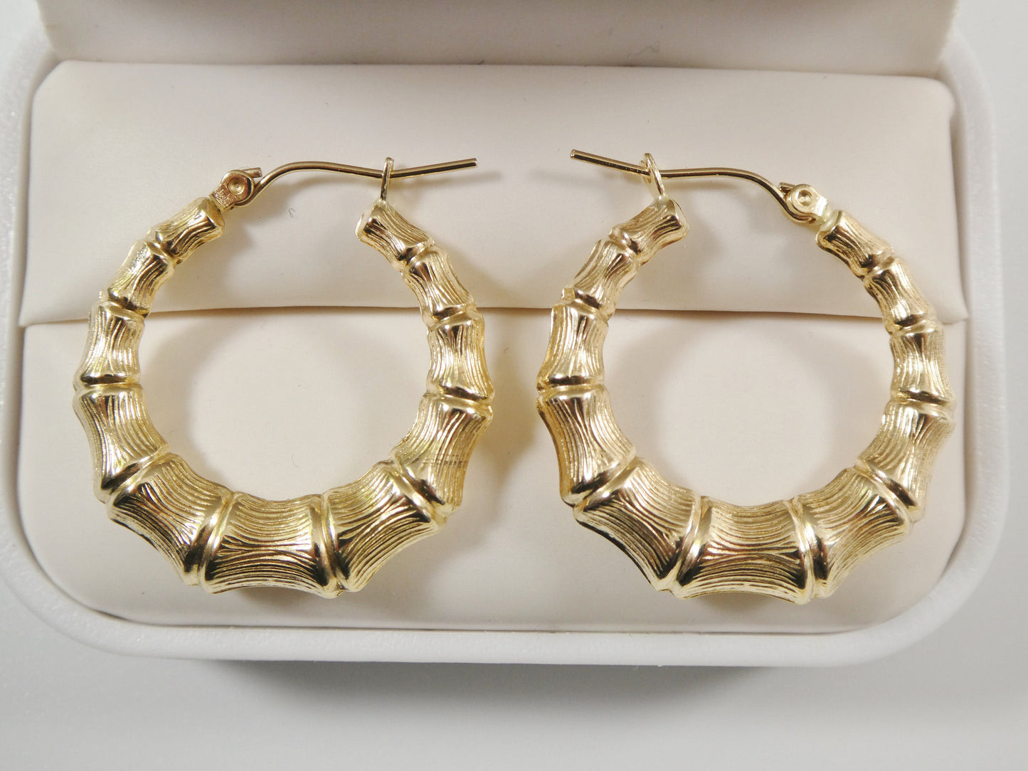 10k real solid yellow gold bamboo earrings