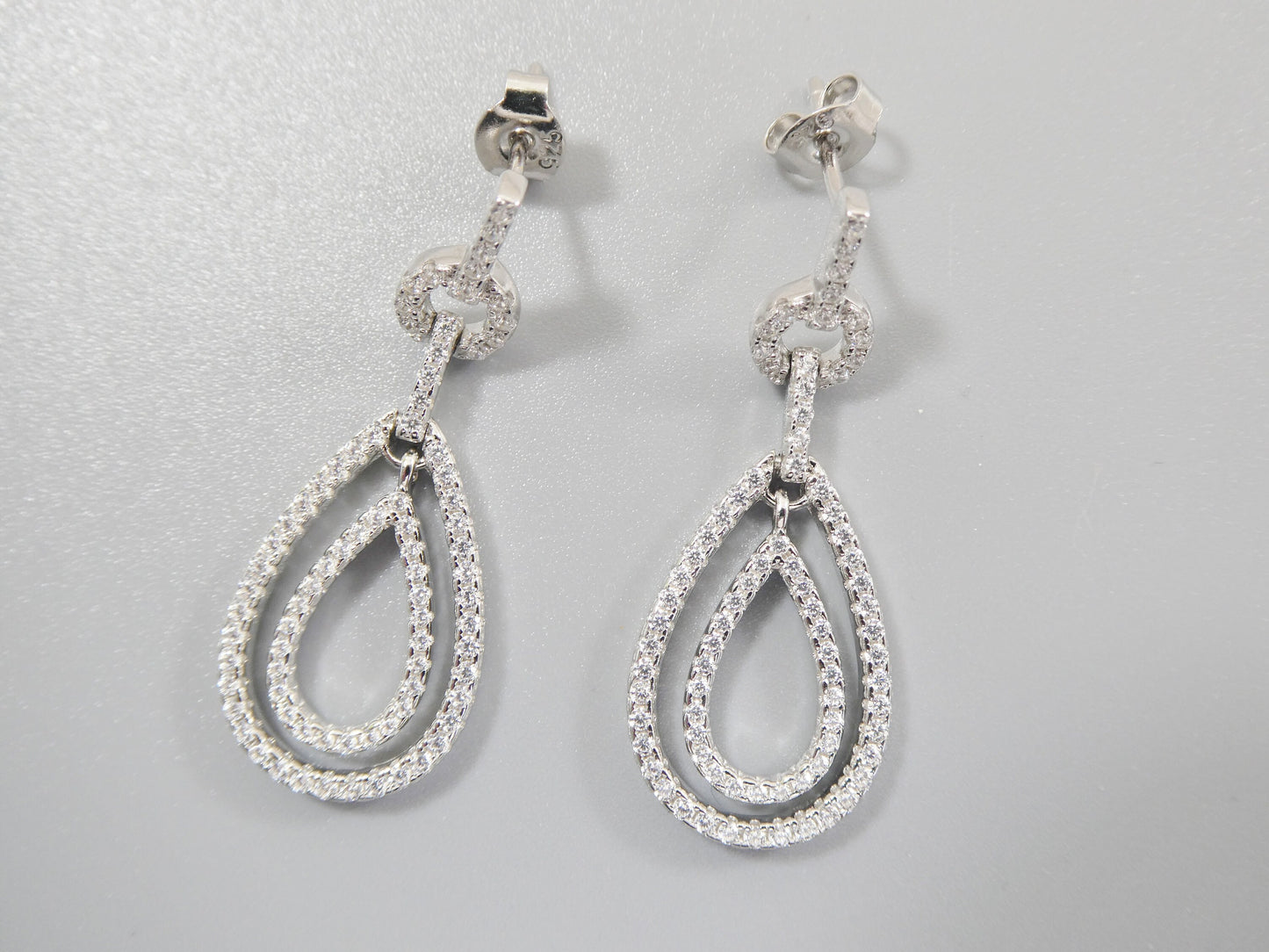 real 925 sterling silver micro pave setting 14k white gold color finish drop earring