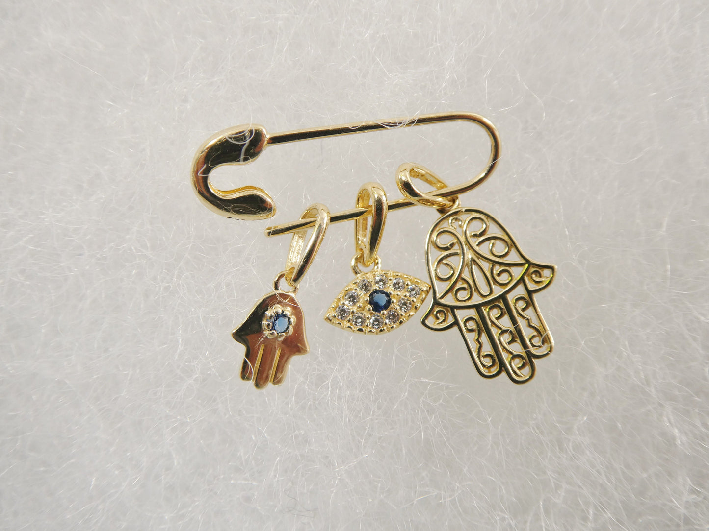 14k real solid yellow gold baby evil eye newborn pin brooch