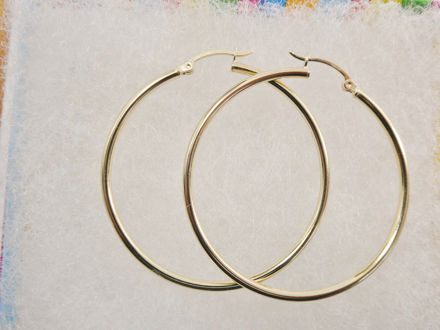 real 10k solid yellow gold plain high polish 45mm hoop earring