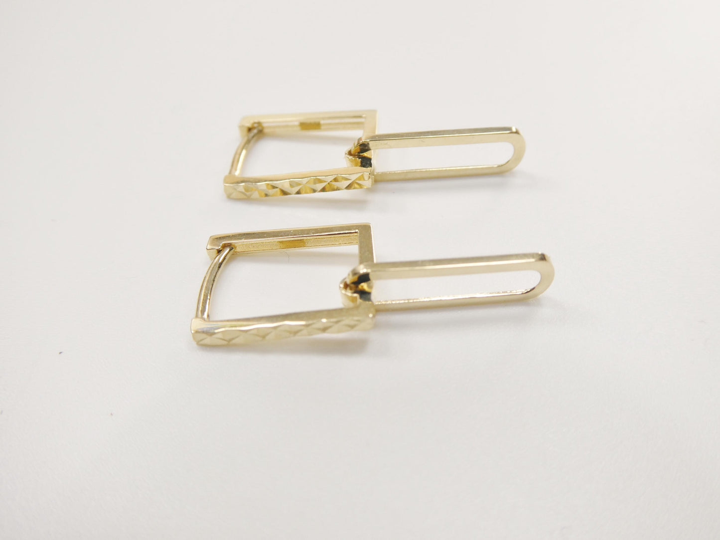 real 10k solid yellow gold designer hoop huggie earrings