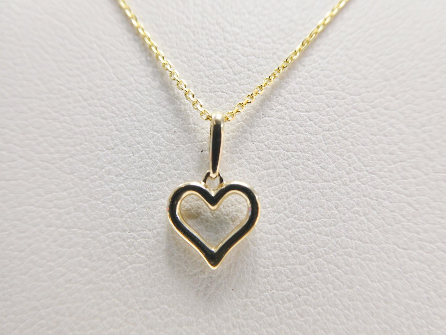 14k real solid yellow gold small heart pendent and cable necklace