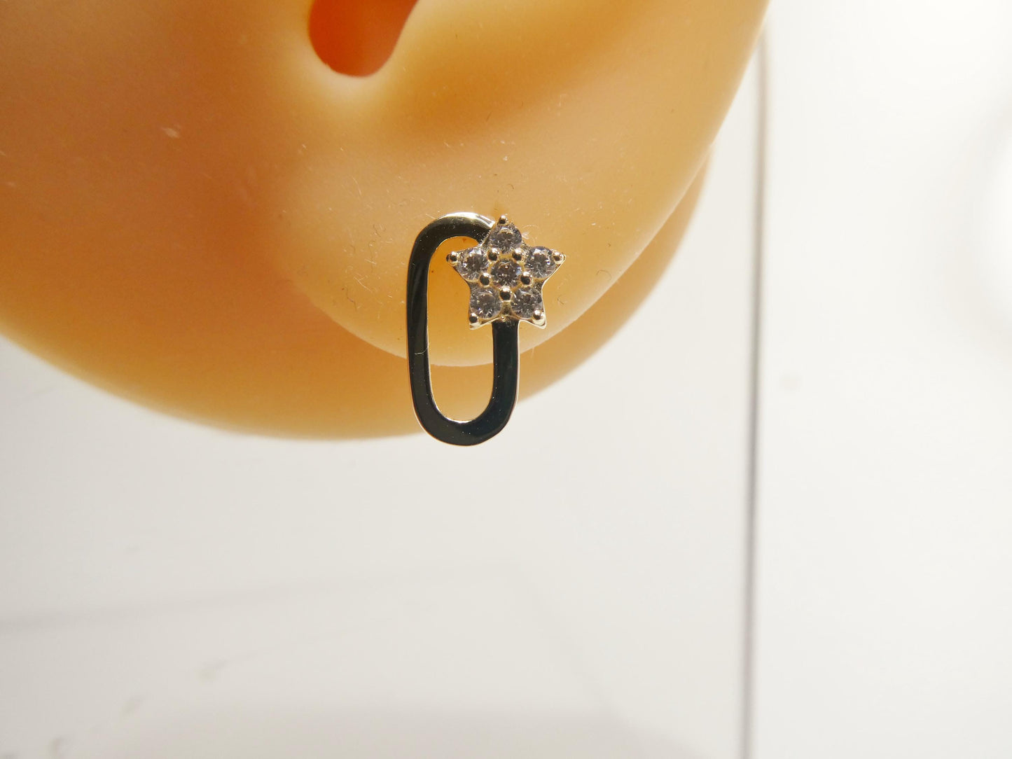 real 10k solid yellow gold design paperclip push post earrings