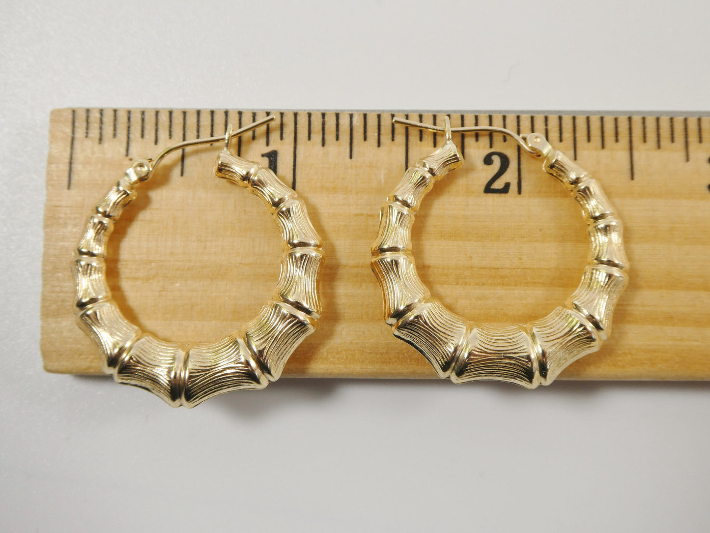 10k real solid yellow gold bamboo earrings