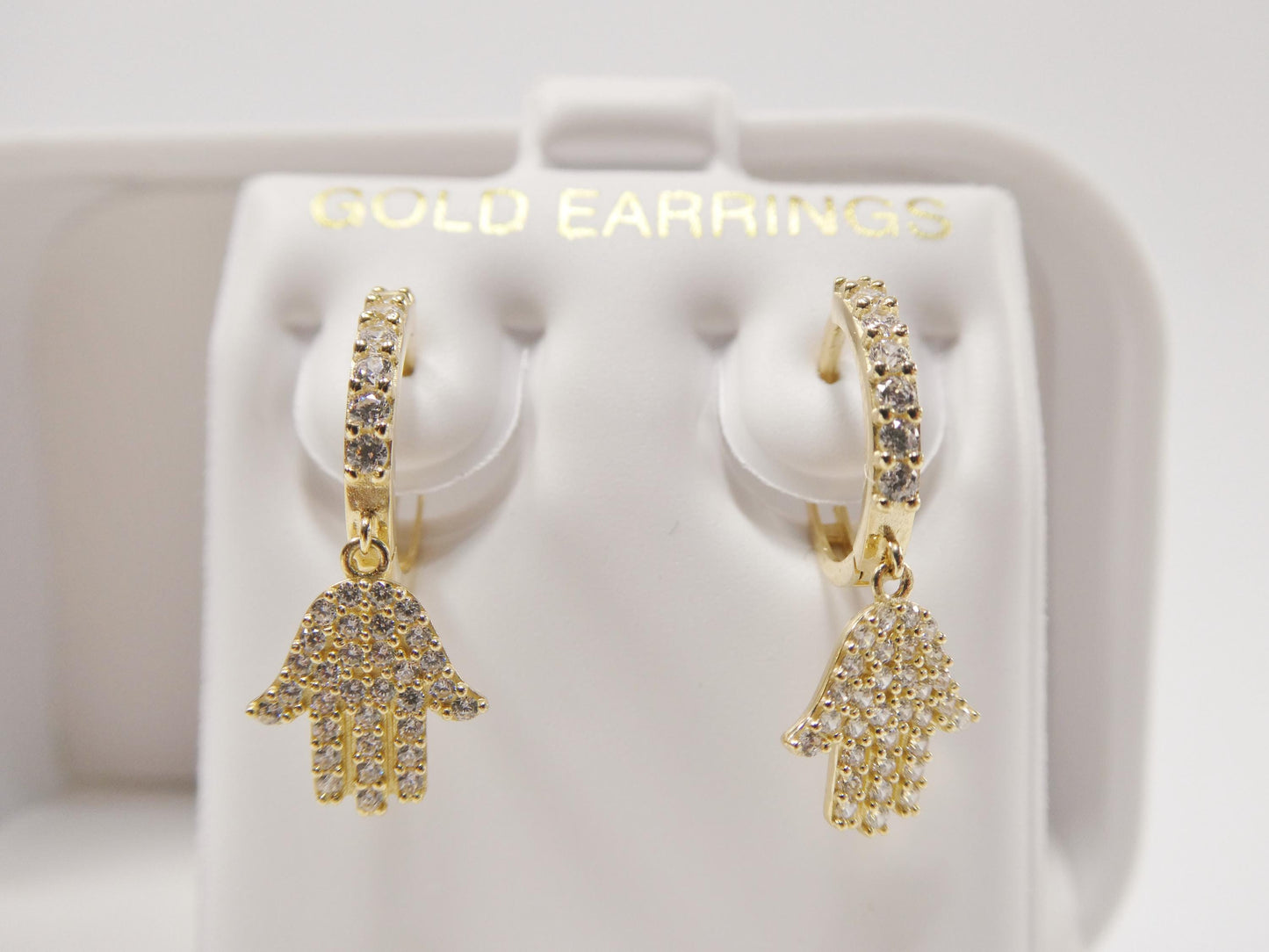 real 10k solid yellow gold hamsa hand hoop huggie earrings