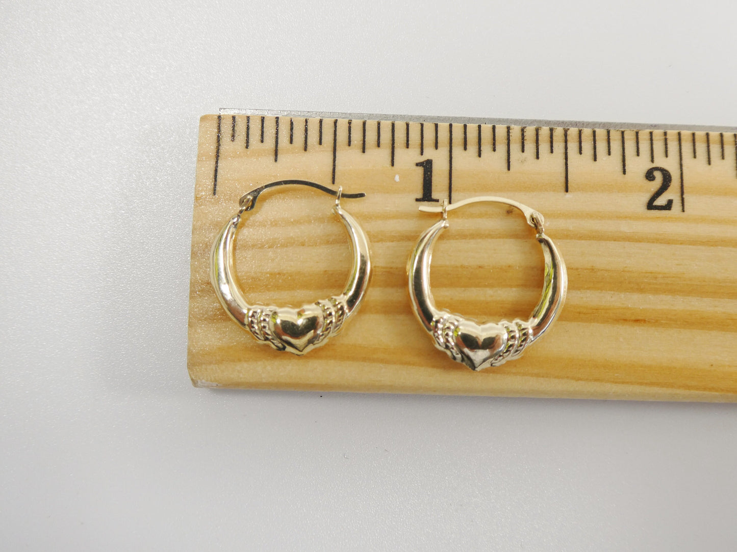 10k real solid yellow gold small heart earrings