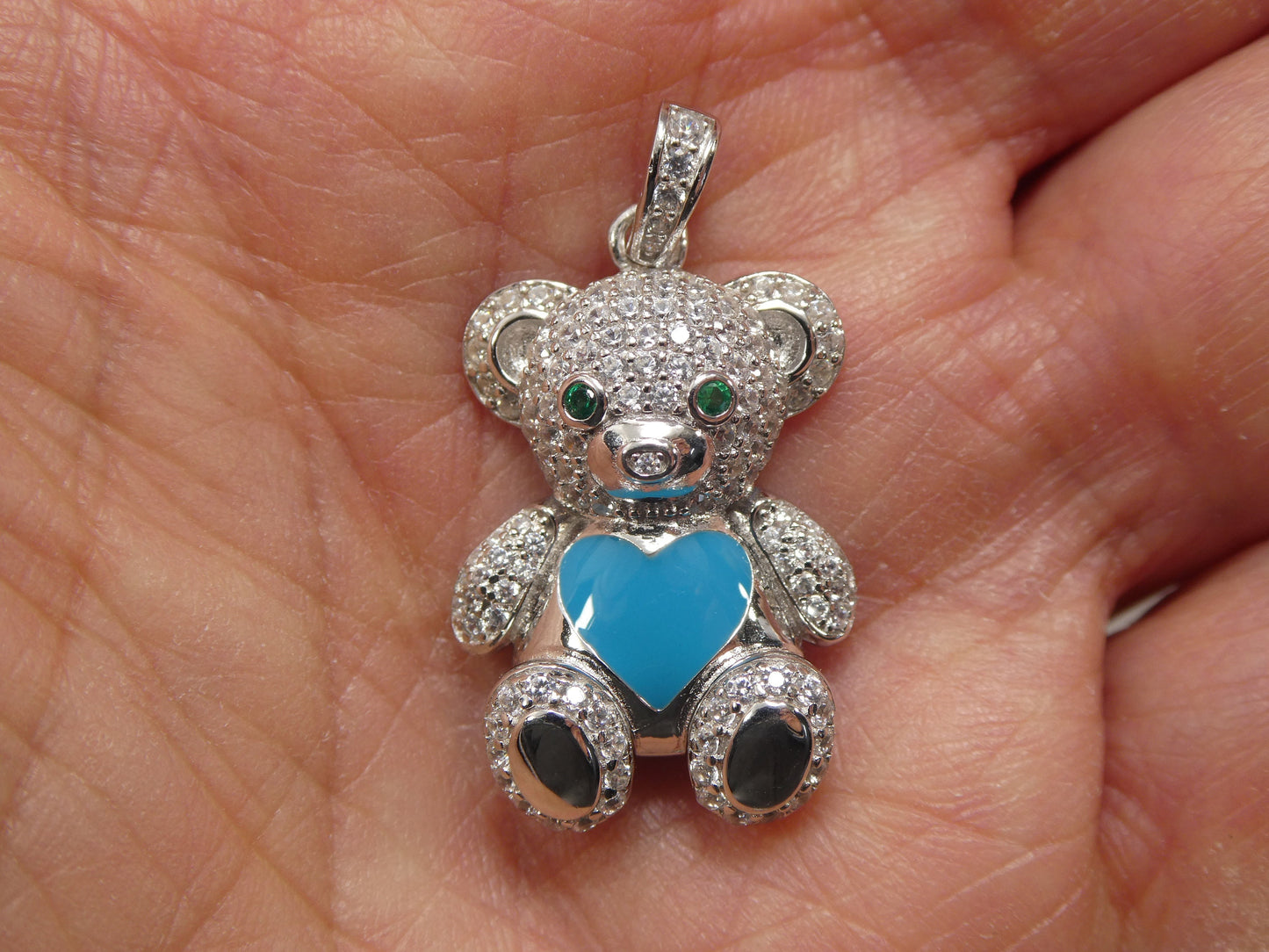 925 sterling silver enamel color teddy bear pendent charm
