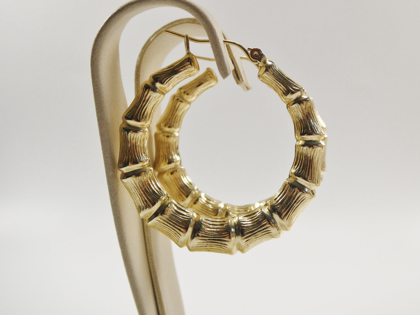 10k real solid yellow gold bamboo earrings