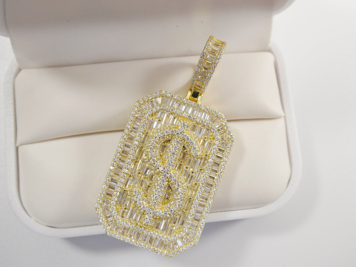 real 925 sterling silver large dollar/ money sign medallion pendent