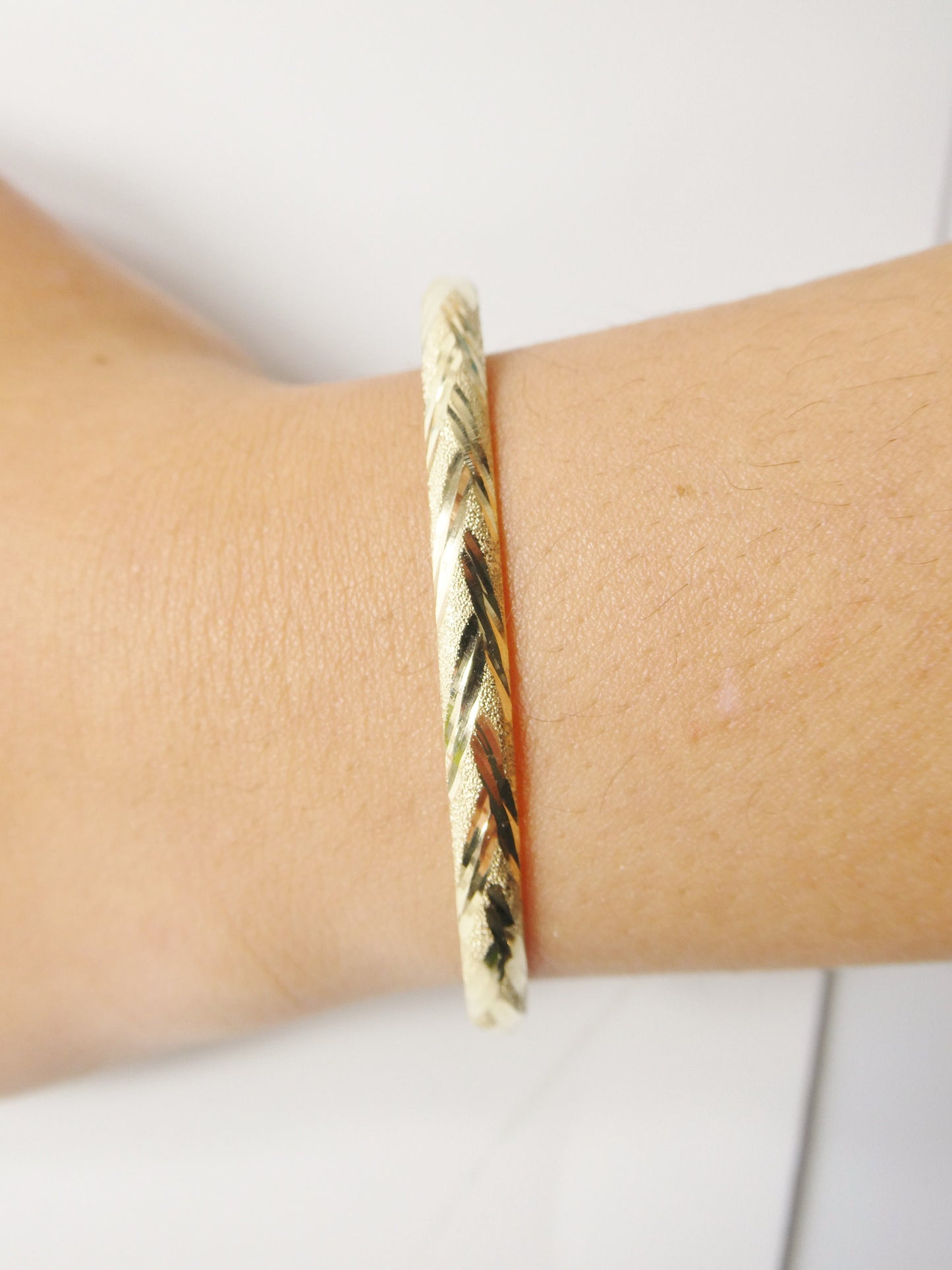 14K real solid yellow gold children baby bangle bracelet