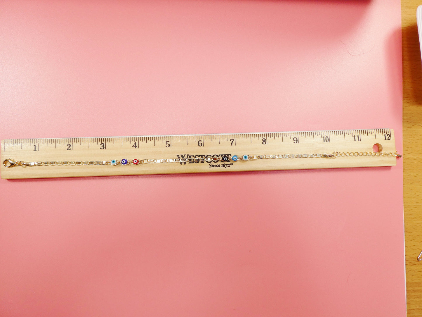 10 inch plus extension evil eye 18k gold filled ladies anklet bracelet mariner style