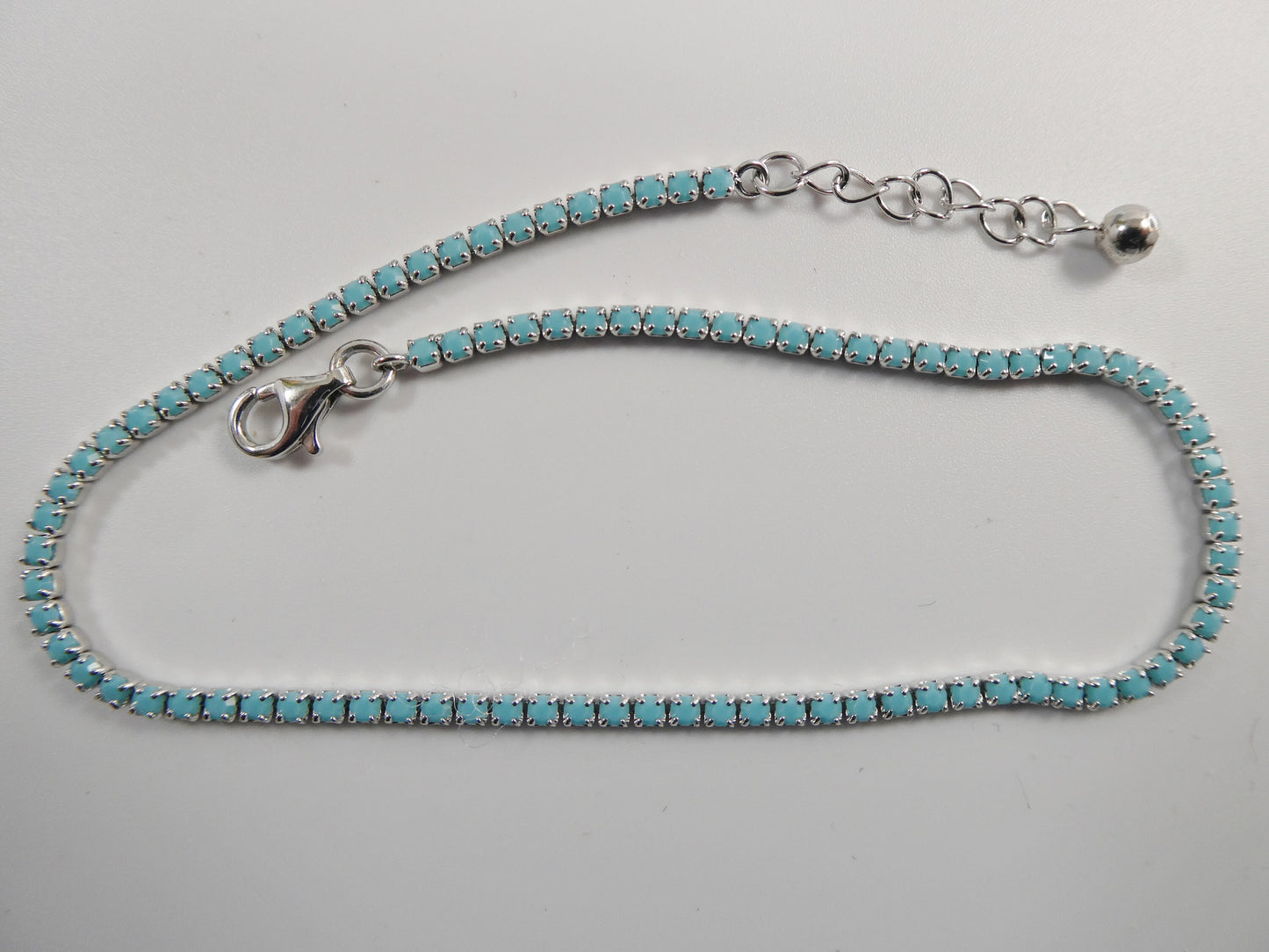 Turquoise anklet with extension tennis bracelet real 925 sterling silver