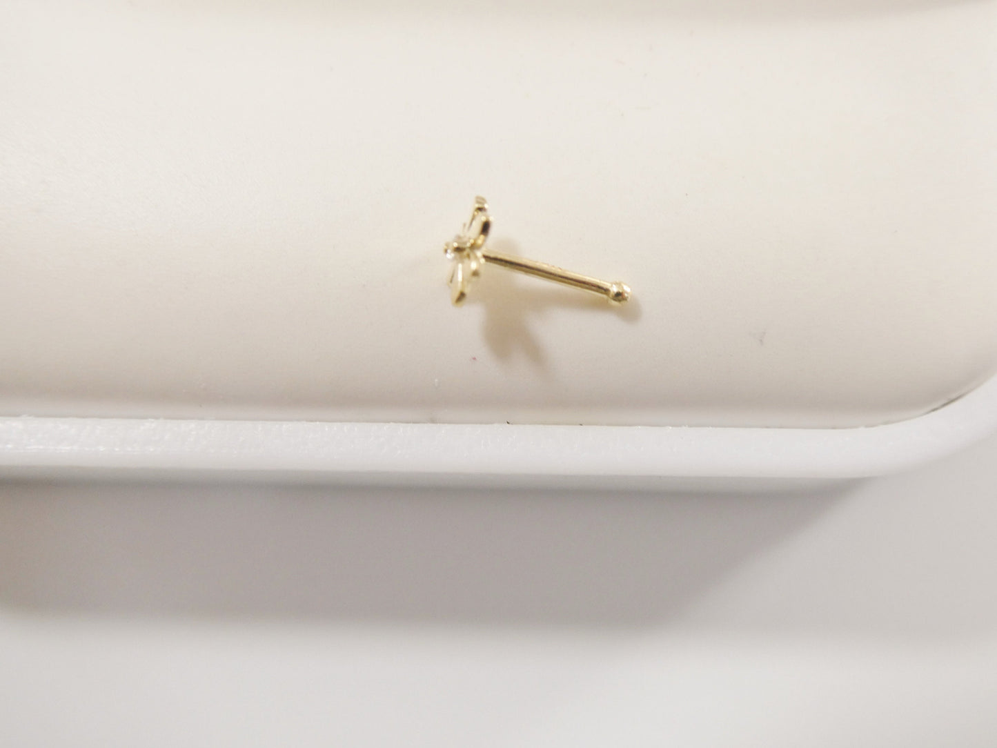 14k real solid yellow gold polish flower stud nose ring