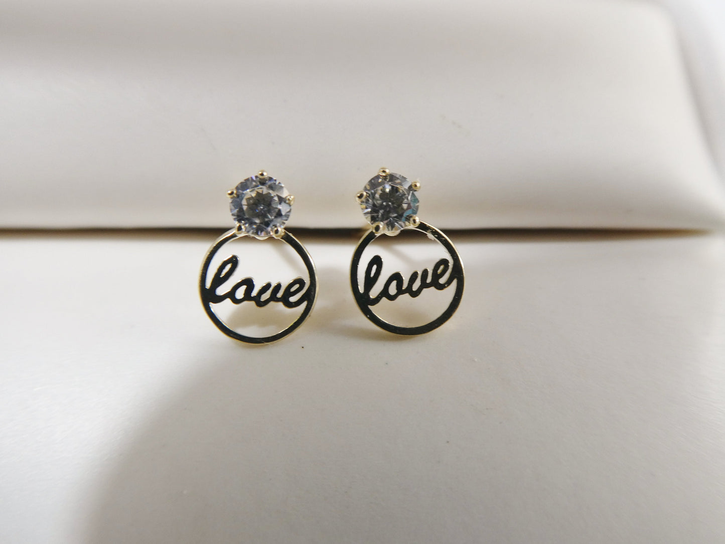 real 10k solid yellow gold script love letter stud earrings dainty
