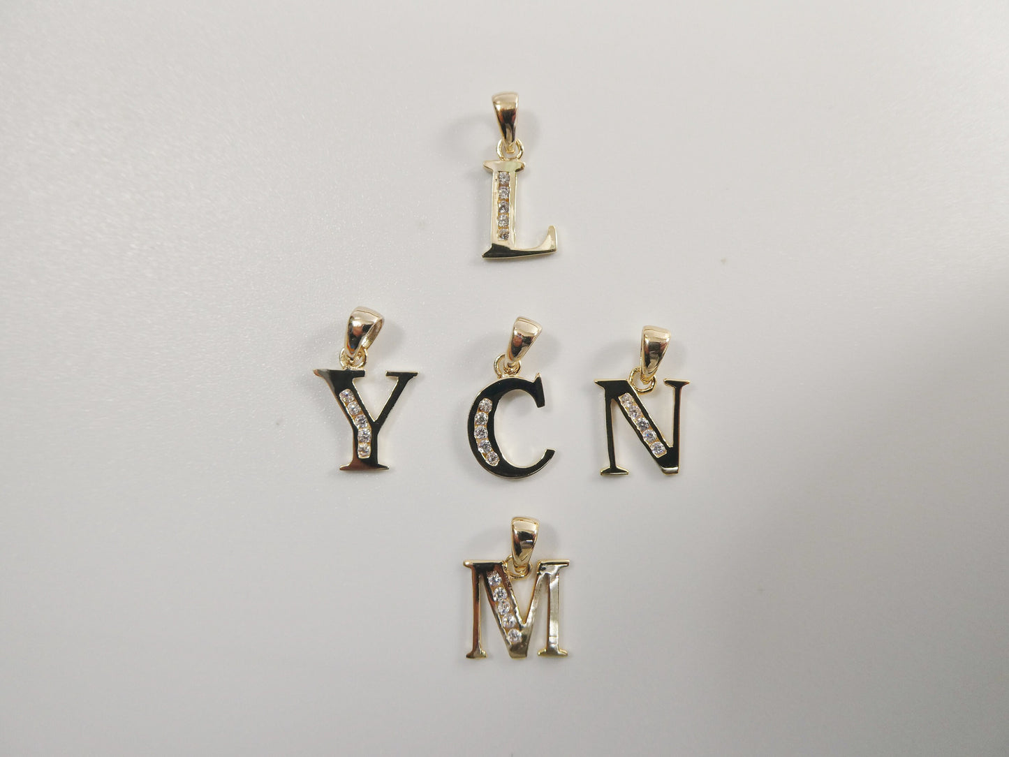 10k real solid yellow gold small initial alphabet pendent charm