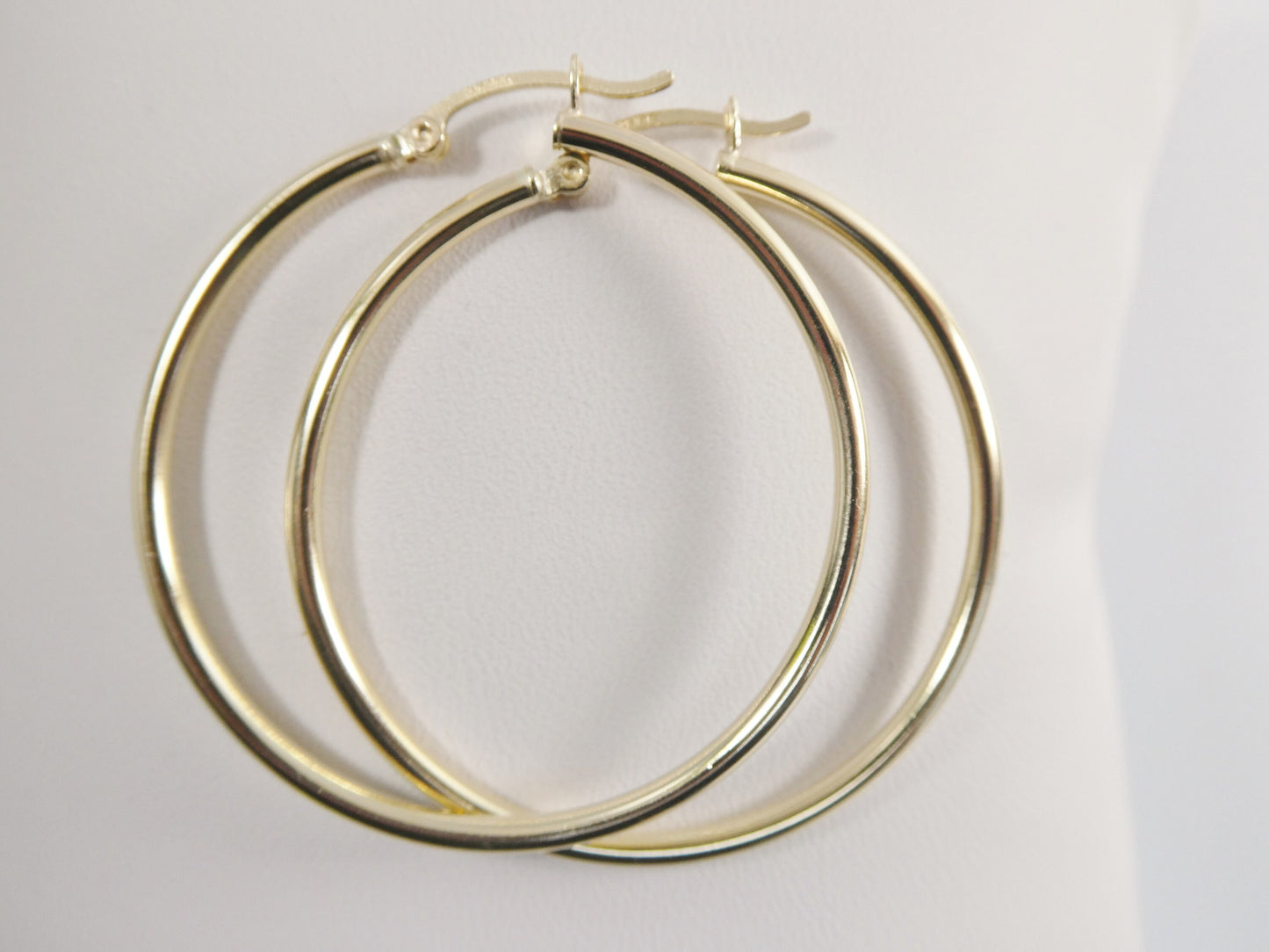 real 10k solid yellow gold plain high polish 40mm hoop earrings