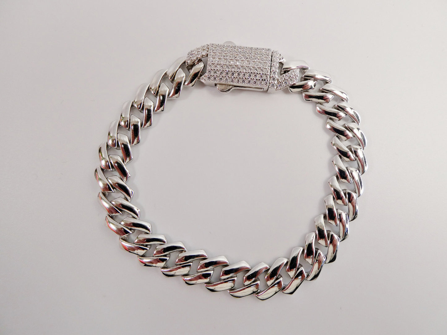 14k white gold color tone Monaco set necklace and bracelet over real 925 sterling silver