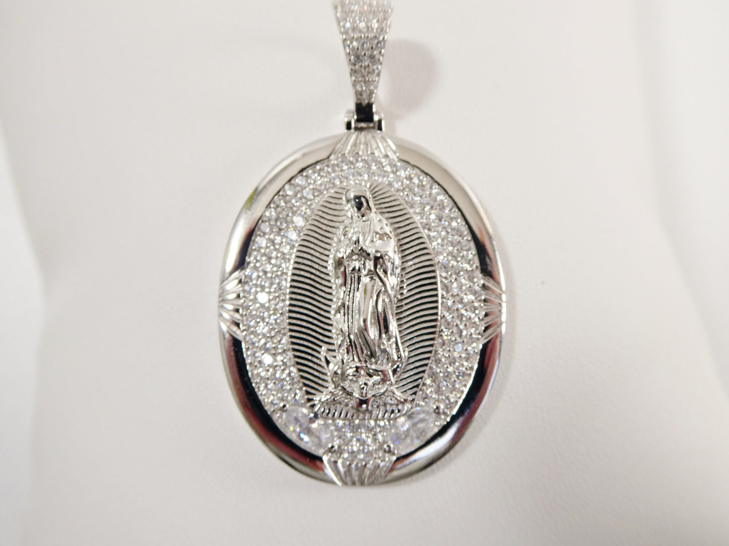 real 925 sterling silver large guadalupe virgin mary medallion pendent