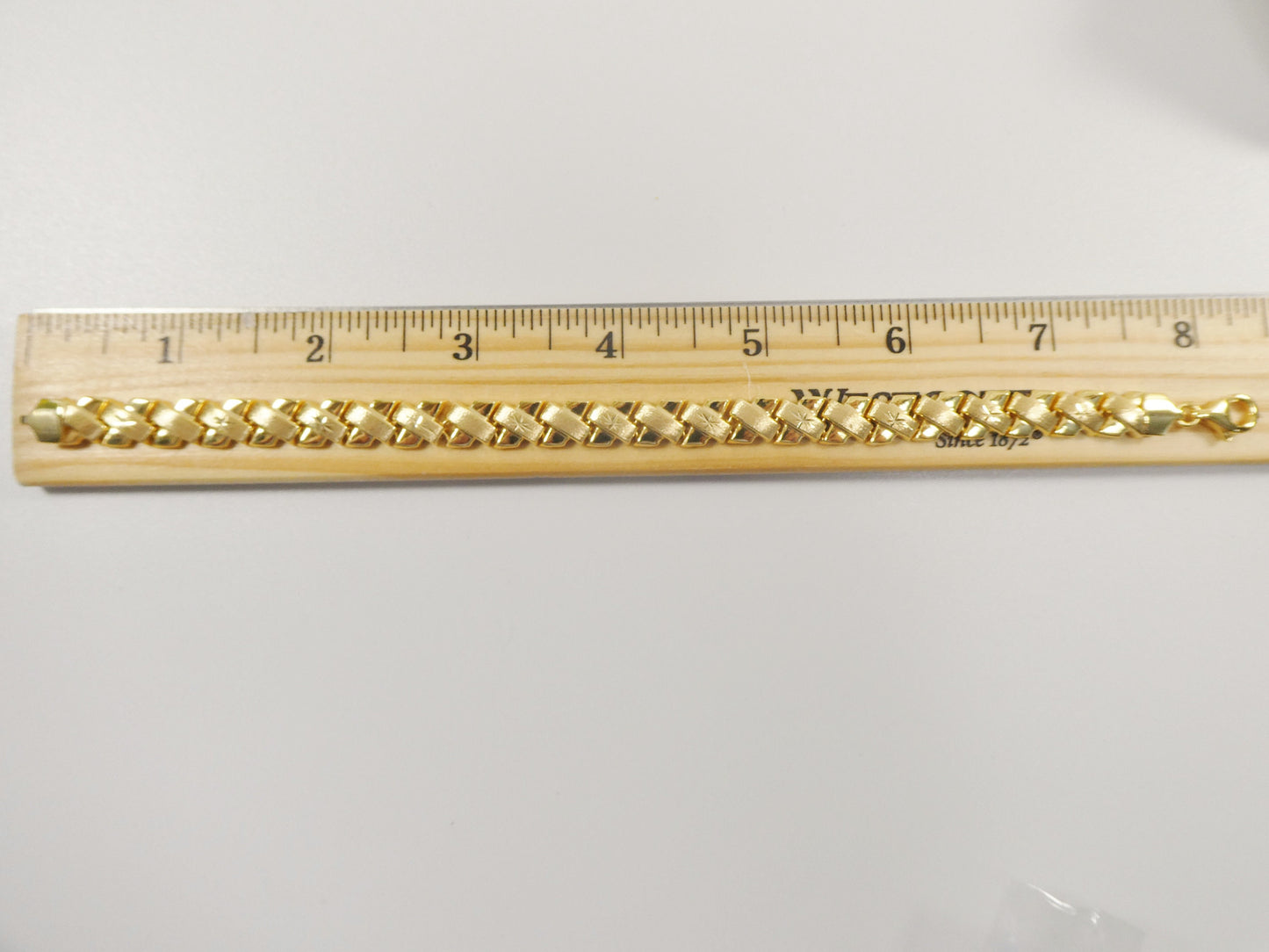 real 925 sterling silver stampato X bracelet 14k yellow gold finish