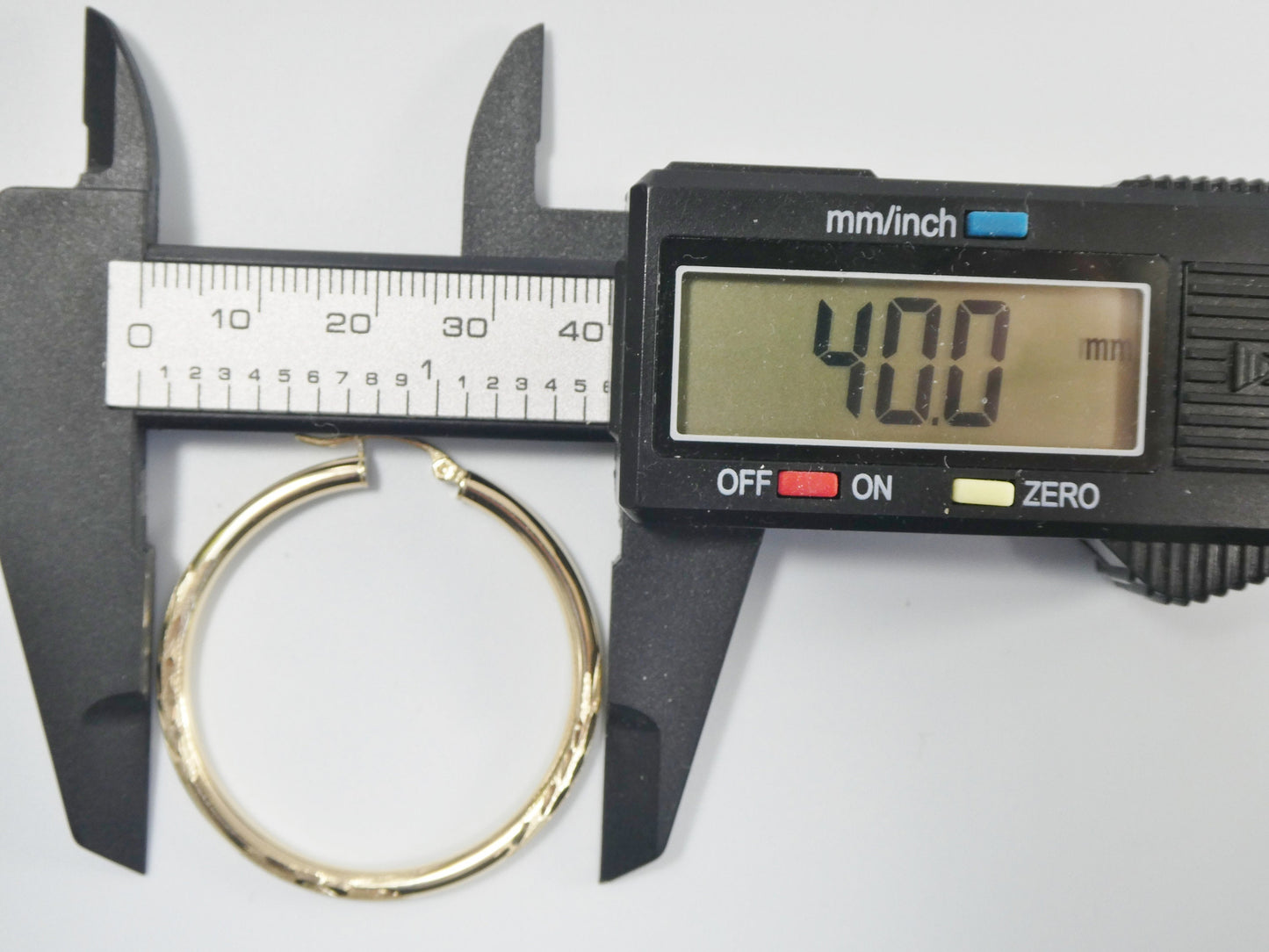 10k real solid yellow gold diomond cut hoop earring
