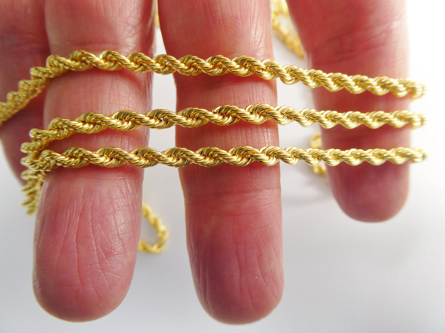 real 925 sterling silver rope chain 14k yellow gold finish