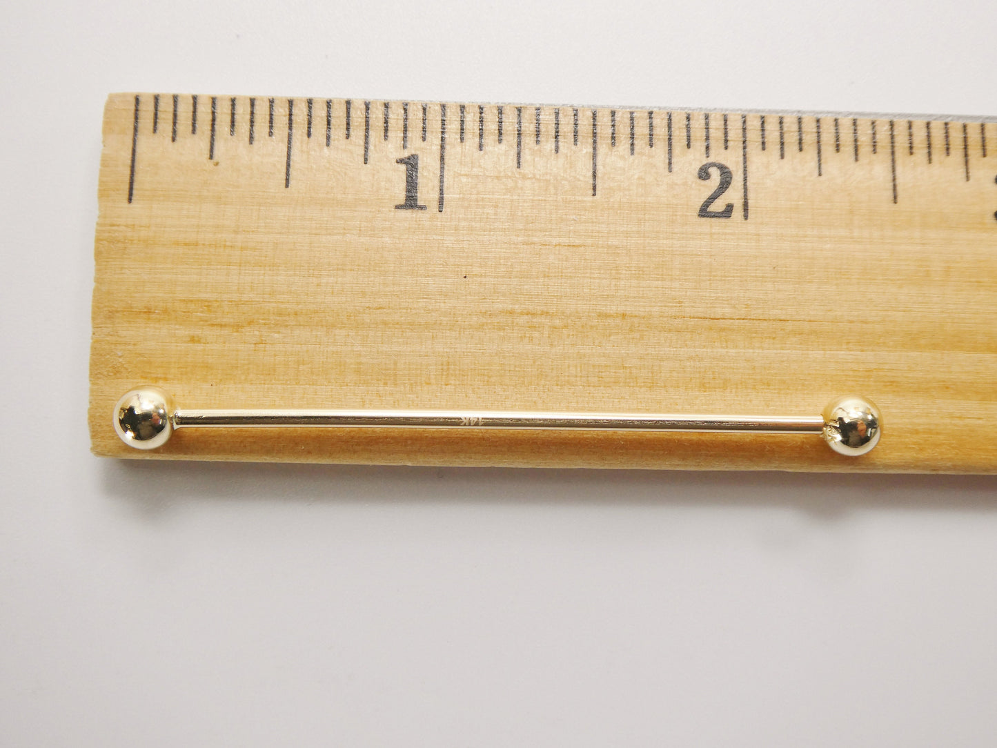 14k real solid yellow gold 60mm straight barbell tongue belly button ring piercing