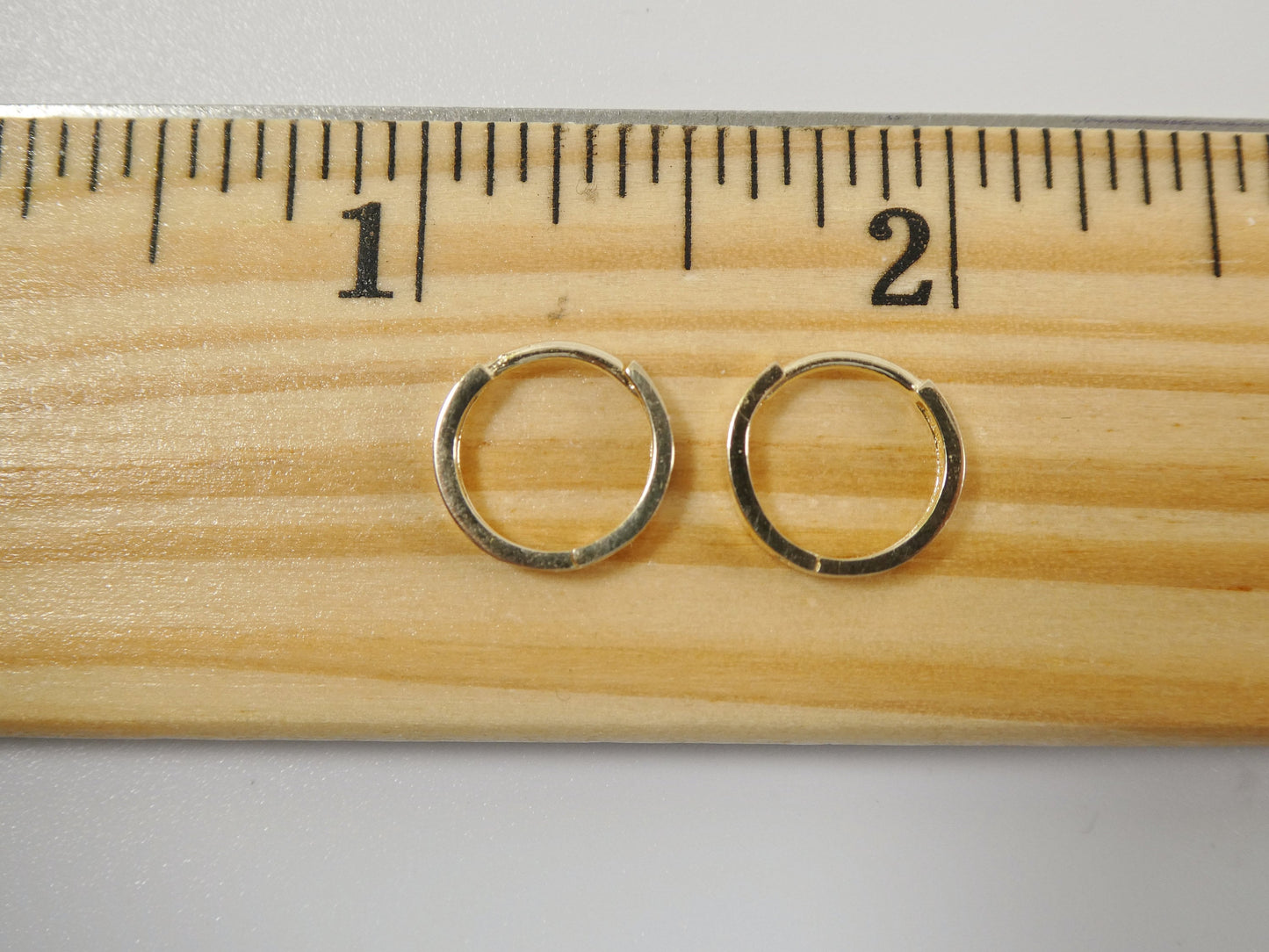 real 10k solid yellow gold 11mm high polish plain hoop huggie earring
