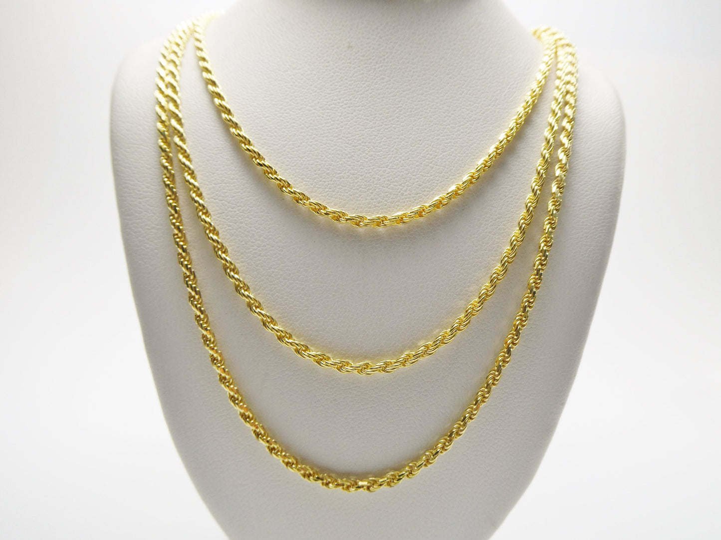 real 925 sterling silver solid rope chain 14k yellow gold finish