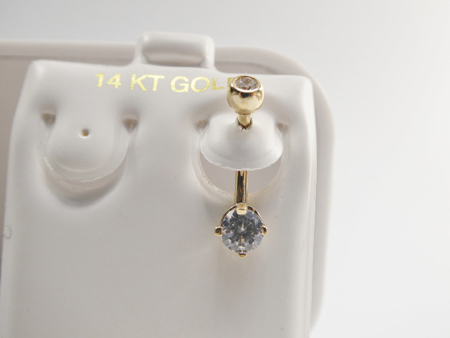 14k real solid yellow gold 5mm stone dangling belly button ring piercing