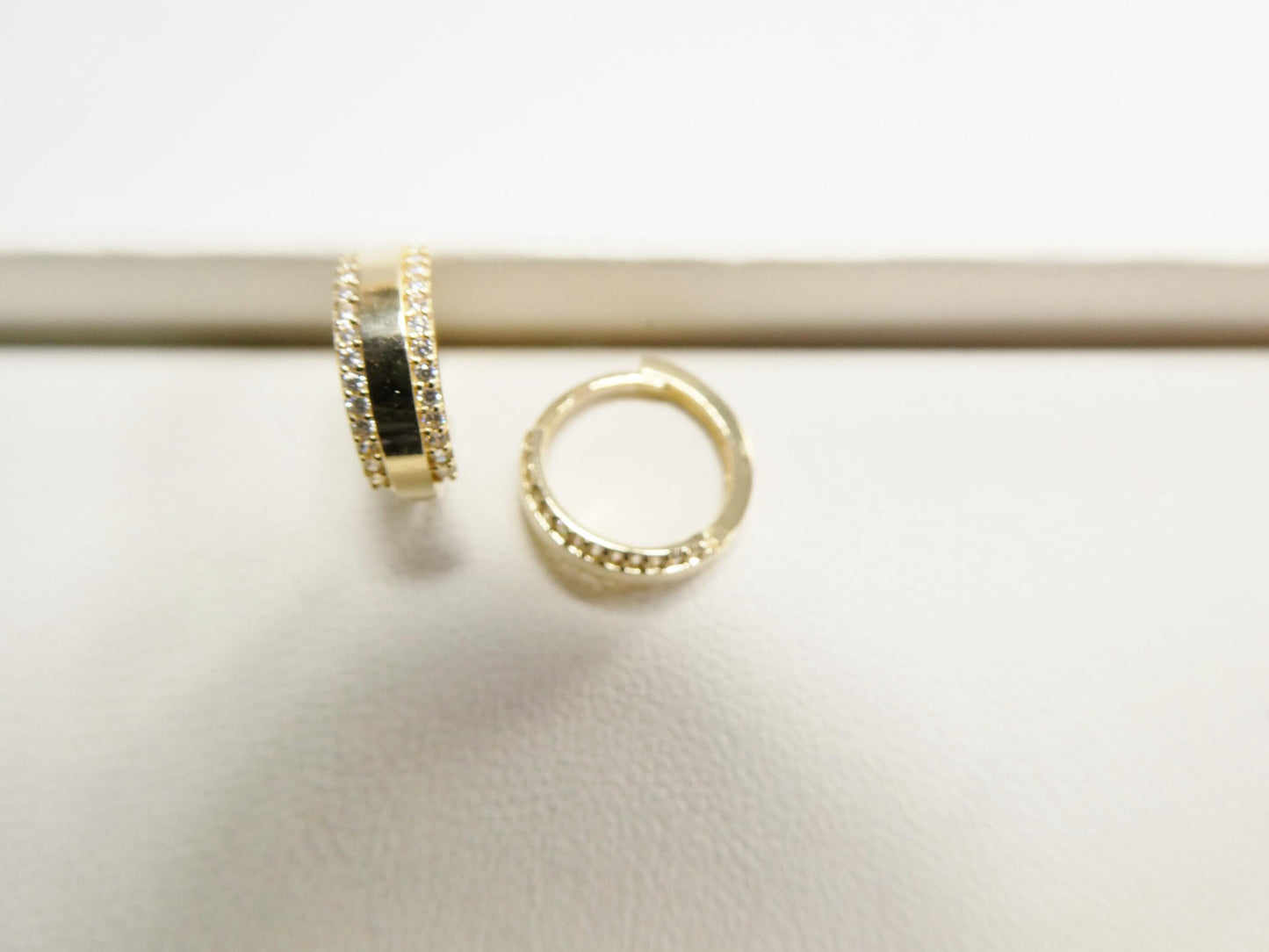real 10k solid yellow gold designer hoop huggie earrings