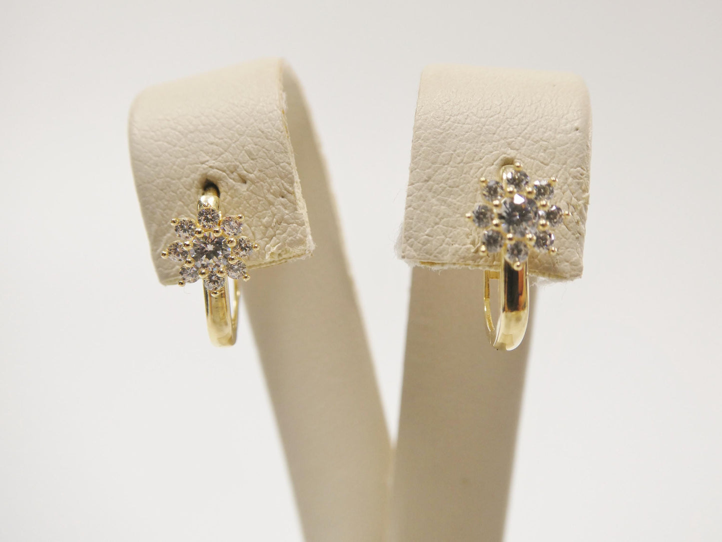 real 10k solid yellow gold cz earring / cartilage daith hoop huggie earring