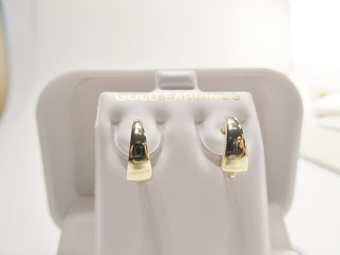 real 10k solid yellow gold designer polish hoop huggie earrings
