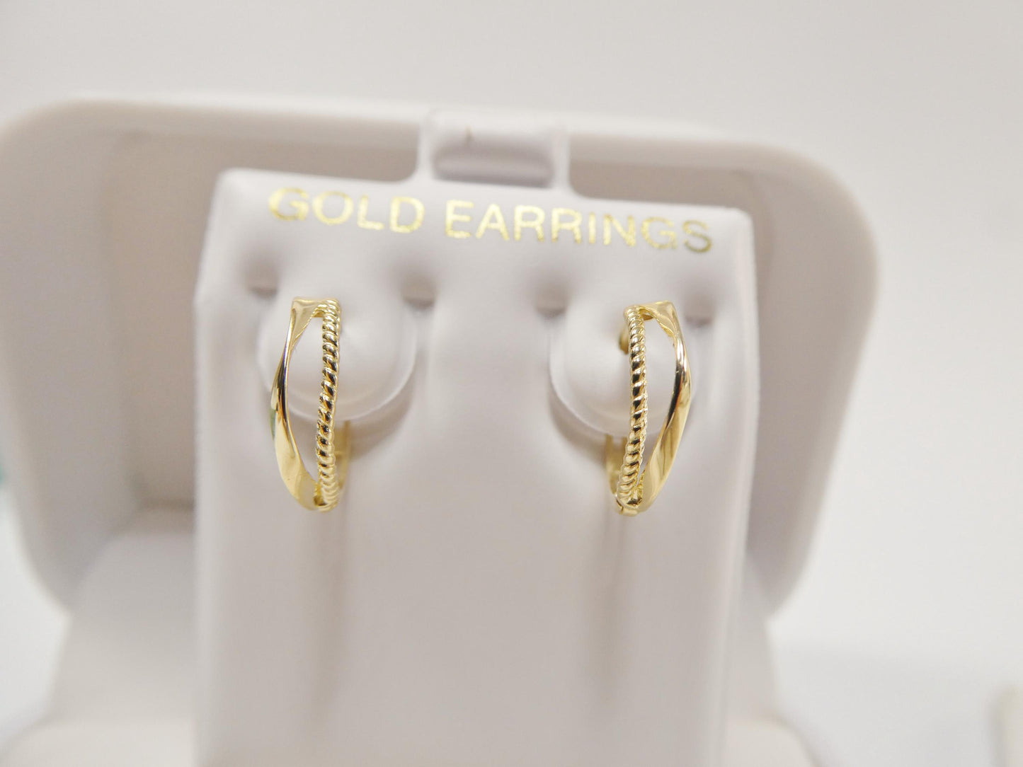 real 10k solid yellow gold designer hoop huggie earrings