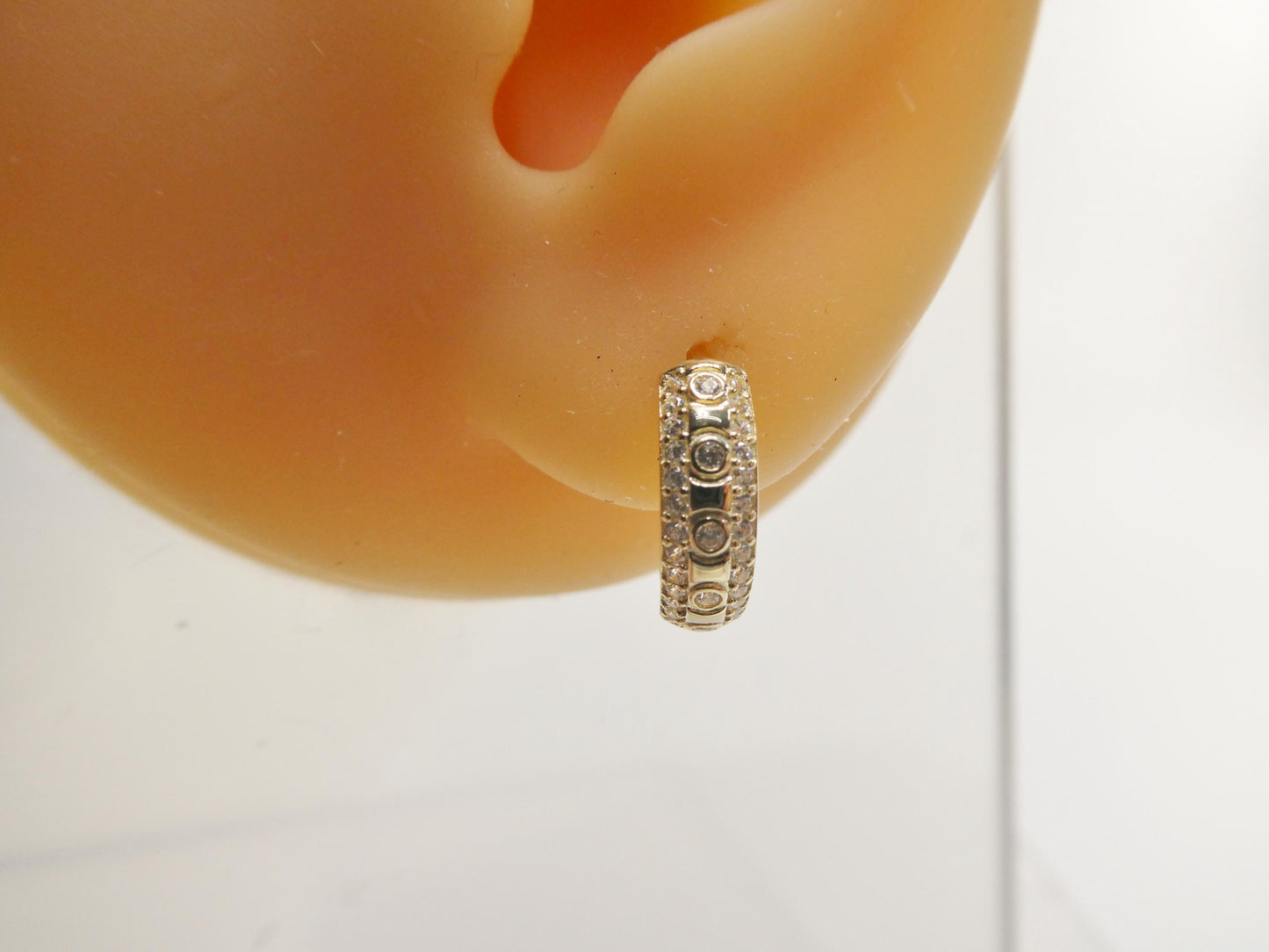 real 10k solid yellow gold designer hoop huggie earrings