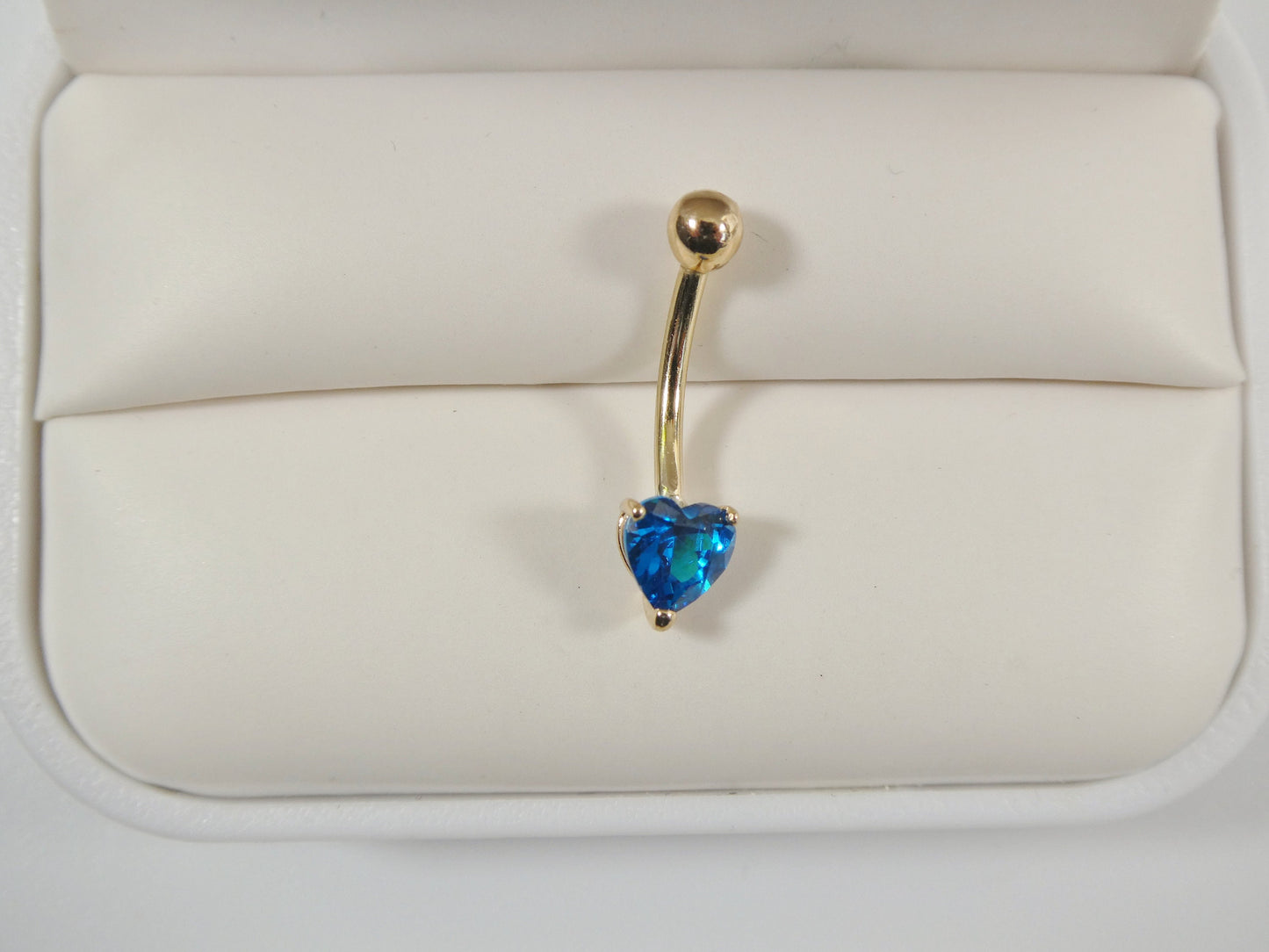 14k real solid yellow gold heart color belly ring