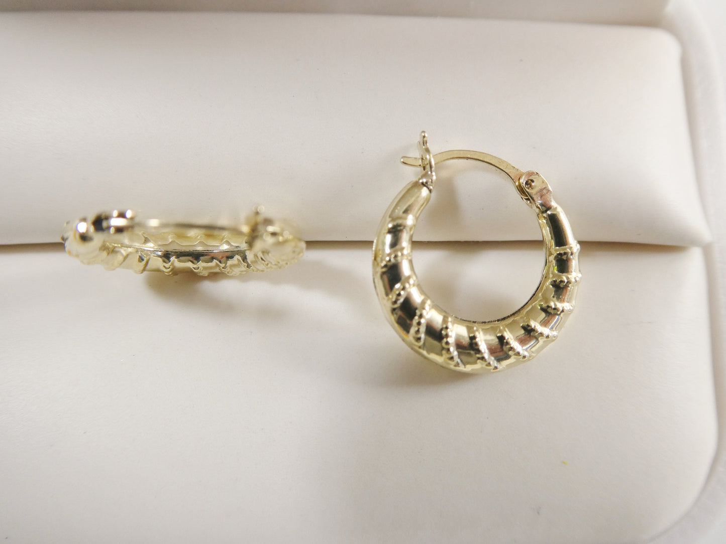 10k real solid yellow gold 14.5MM classic design baby hoop earrings