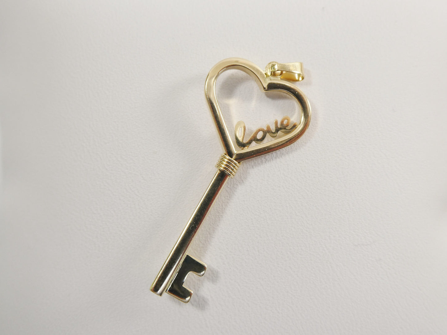 women's 14k real solid yellow gold love key charm