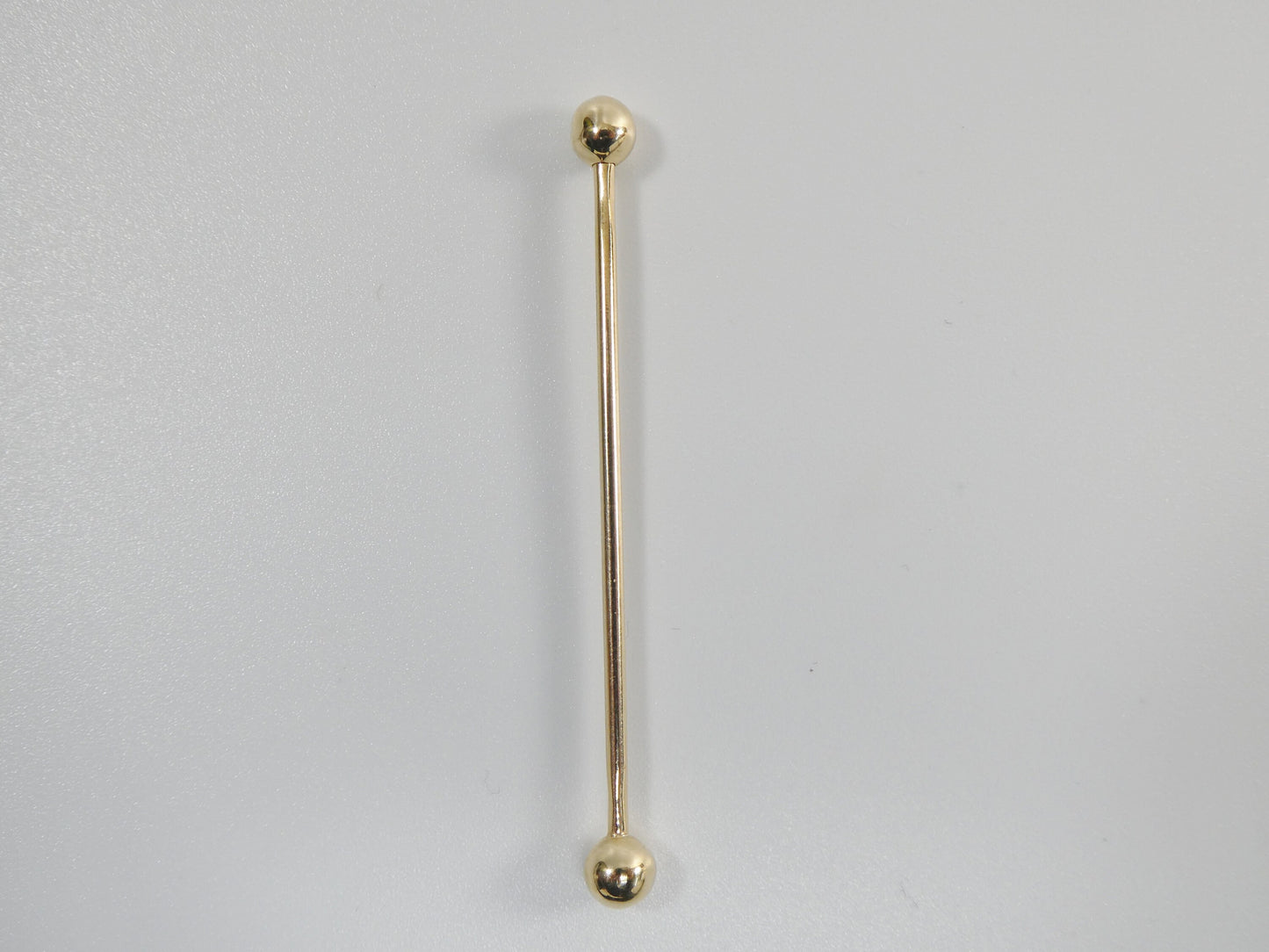 14k real solid yellow gold extra long straight barbell tongue belly button ring piercing