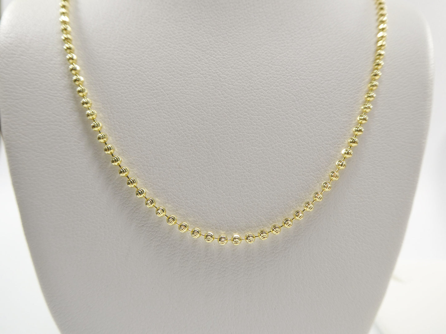 real 2mm 925 sterling silver moon cut chain 14k yellow gold finish