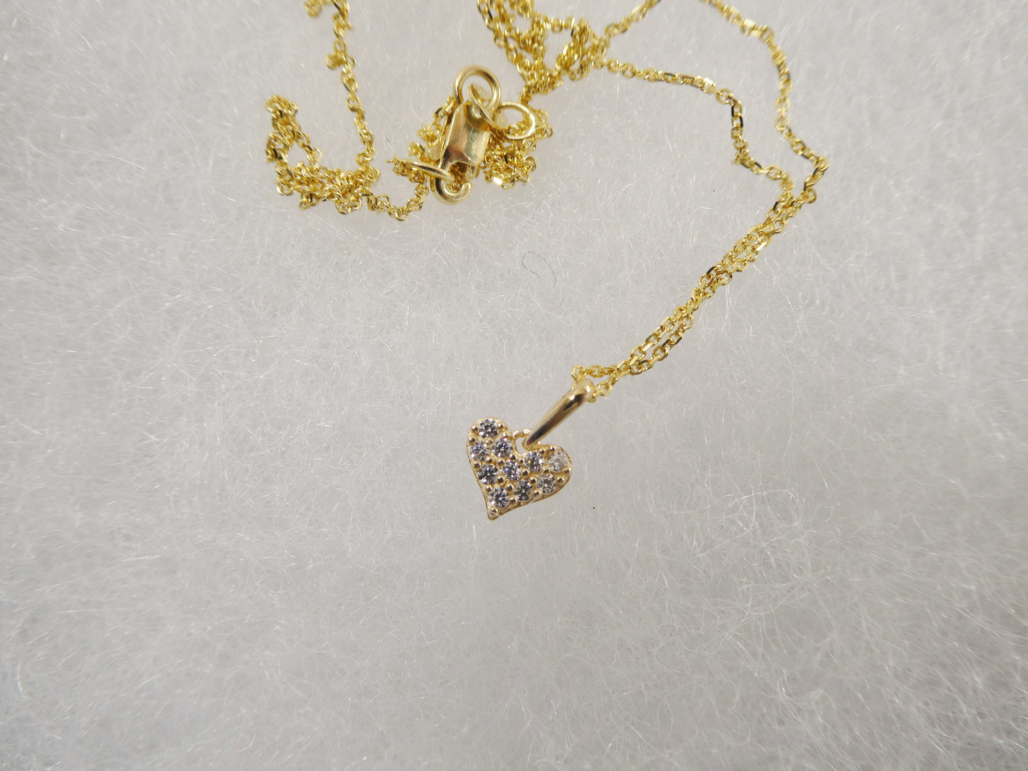 14k real solid yellow gold small heart pendent and cable necklace