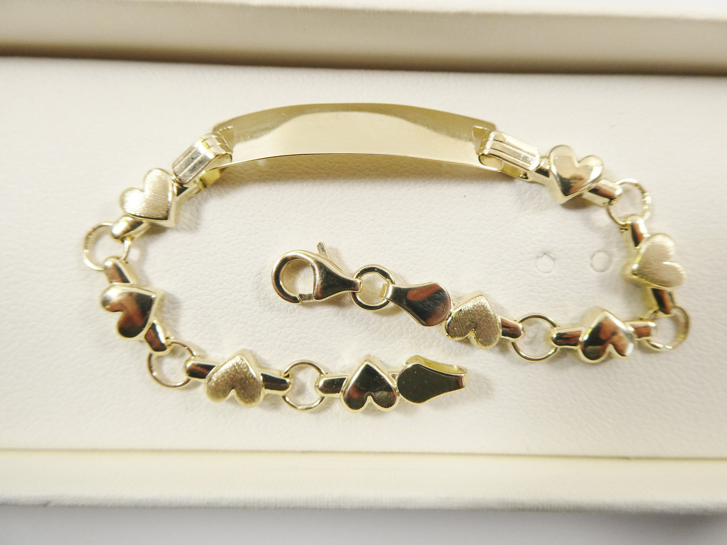 14K real solid yellow gold heart 5.5 inch baby ID bracelet