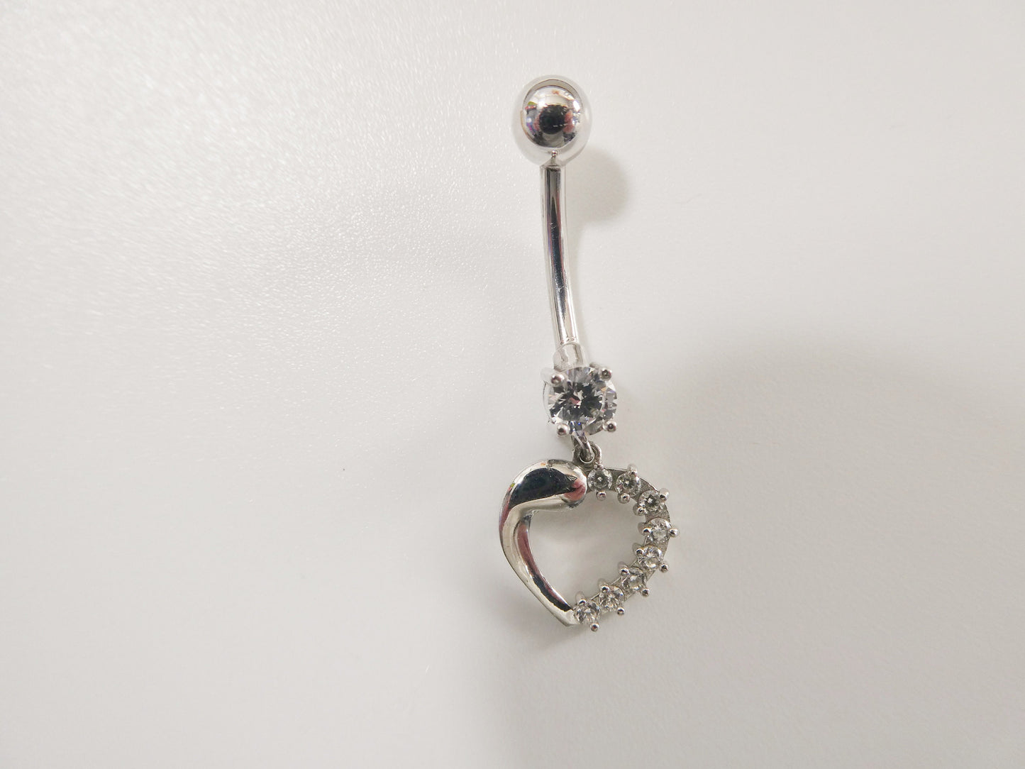 14k real solid yellow gold heart dangling belly button ring piercing