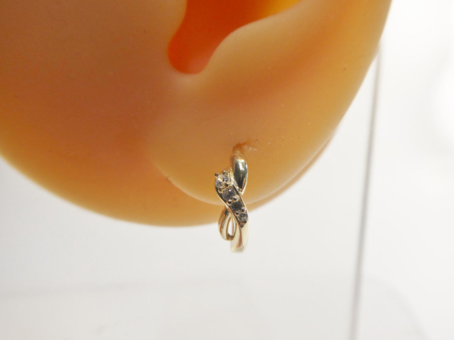 real 10k solid yellow gold designer hoop huggie earrings