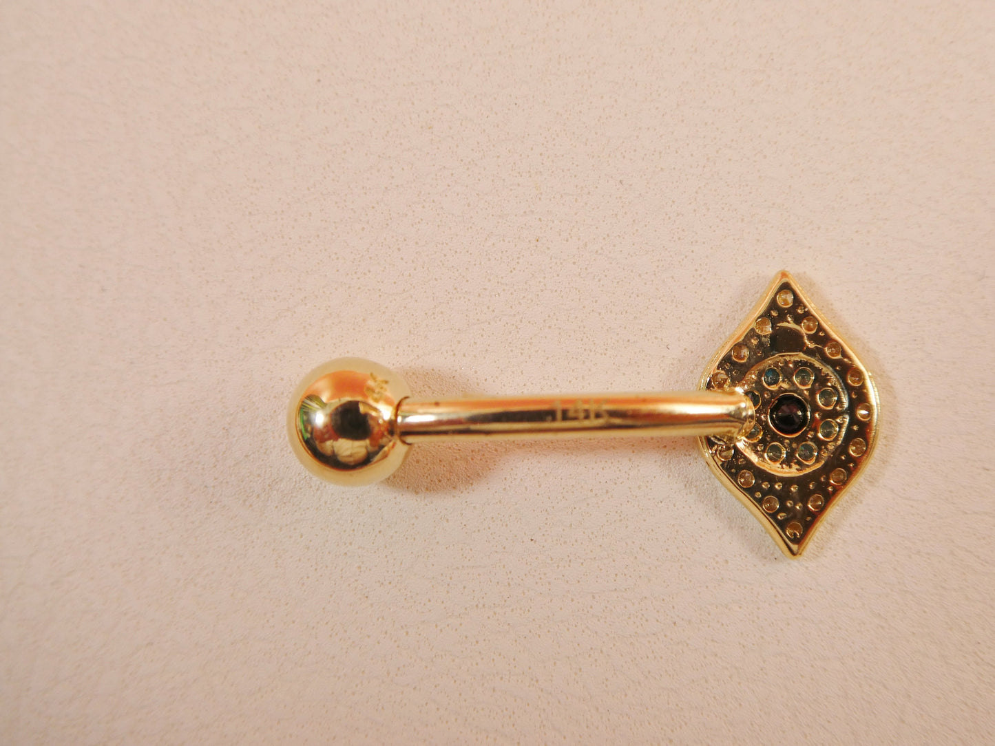 14k real solid yellow gold evil eye belly button ring piercing