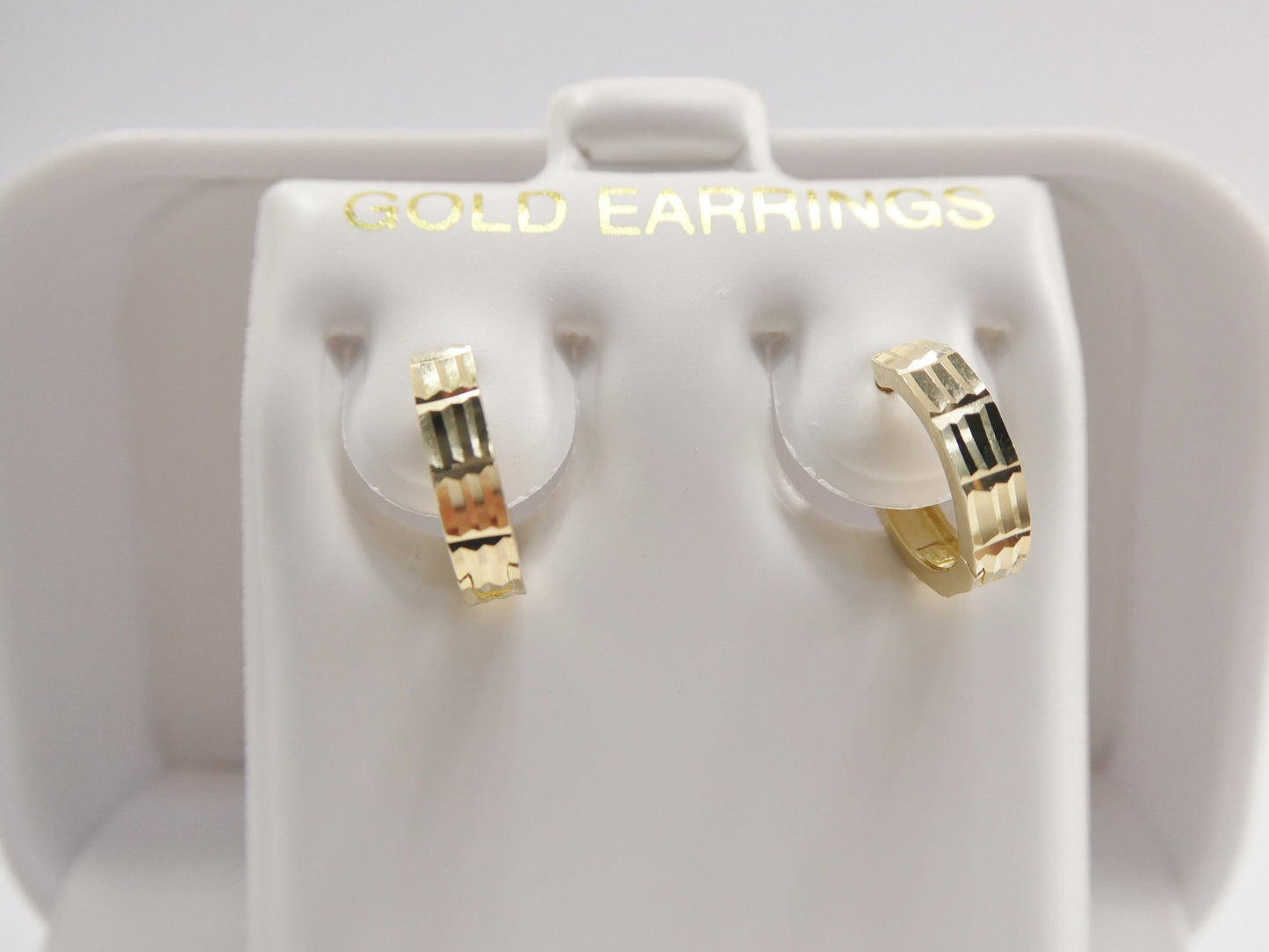 real 10k solid yellow gold diamond cut 10mm hoop huggie earrings