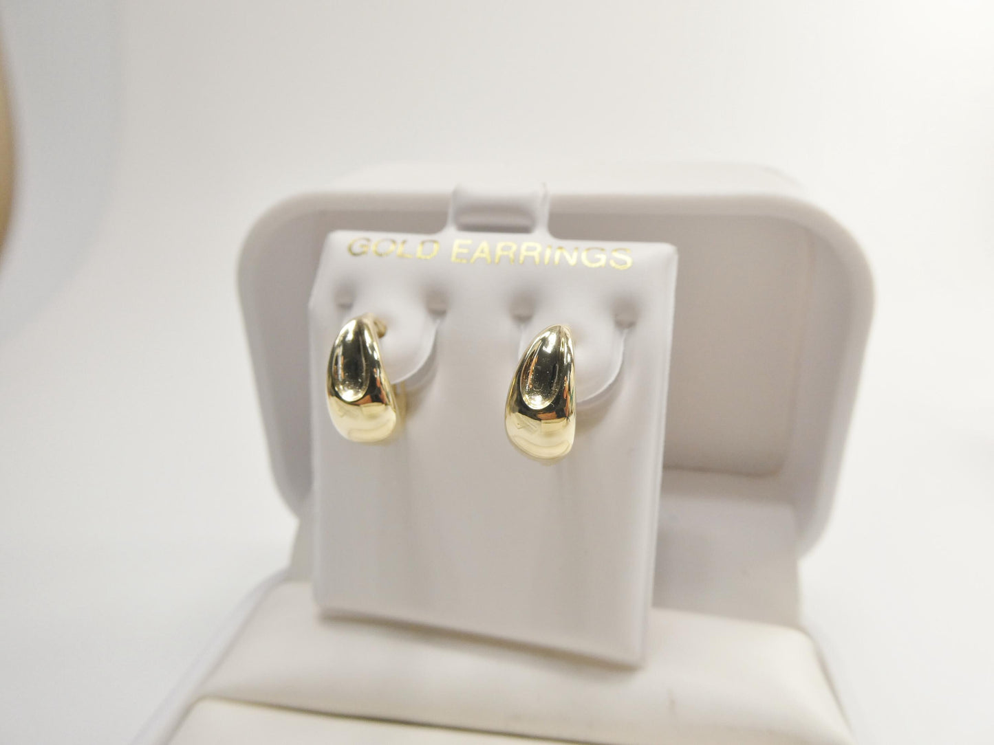 real 10k solid yellow gold designer polish hoop huggie earrings